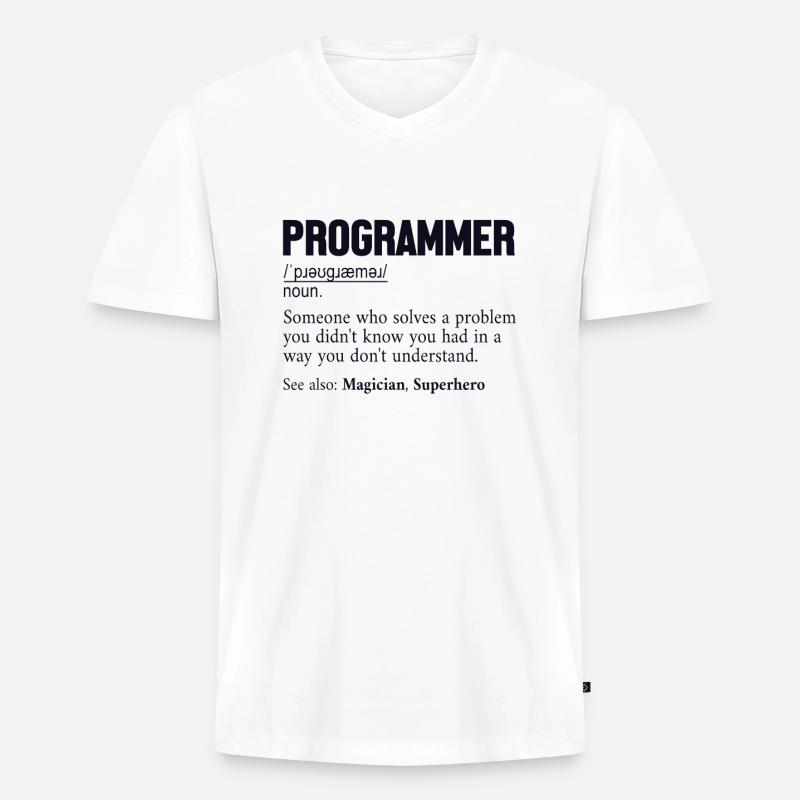 Programmer Definition Softwareentwickler Coder - Männer Premium Bio T-Shirt mit V-Ausschnitt - Weiß