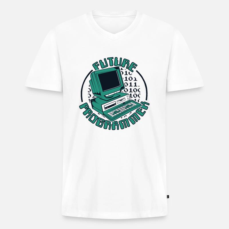 Future Programmer Softwareingenieur Developer - Männer Premium Bio T-Shirt mit V-Ausschnitt - Weiß
