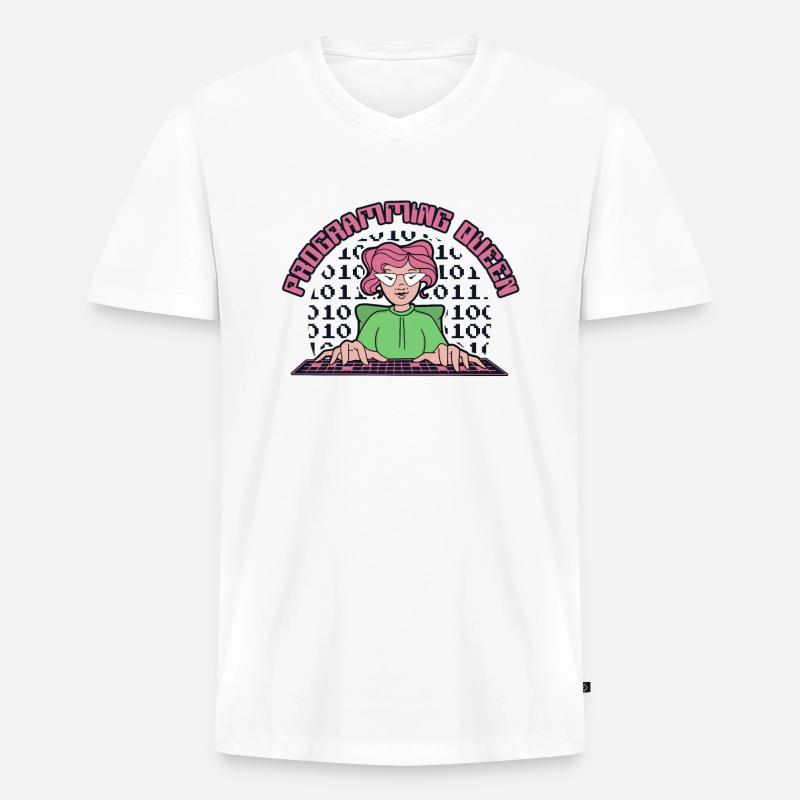 Programming Queen Softwareentwickler Developer - Männer Premium Bio T-Shirt mit V-Ausschnitt - Weiß