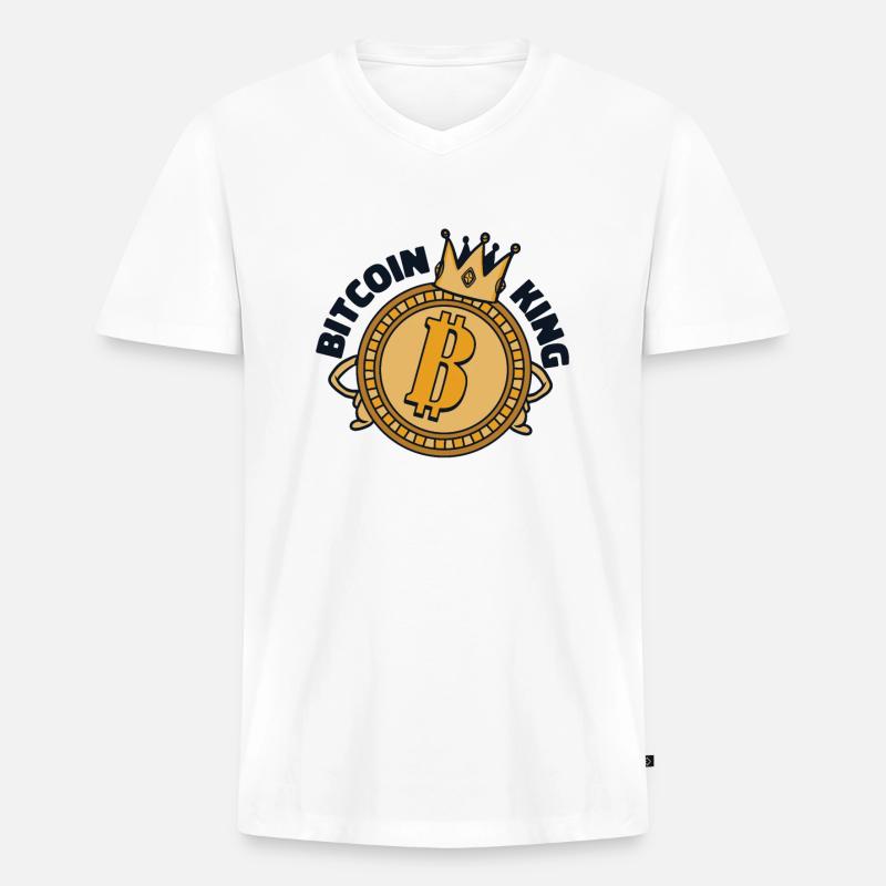 Bitcoin King Kryptowährung Blockchain Crypto - Männer Premium Bio T-Shirt mit V-Ausschnitt - Weiß