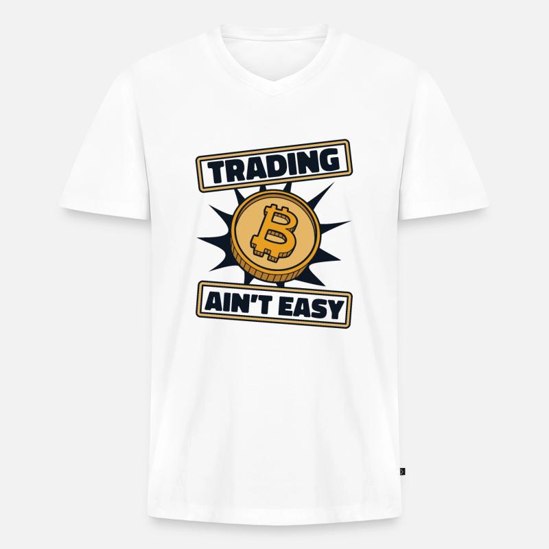 Trading Ain't Easy Blockchain Crypto - Männer Premium Bio T-Shirt mit V-Ausschnitt - Weiß