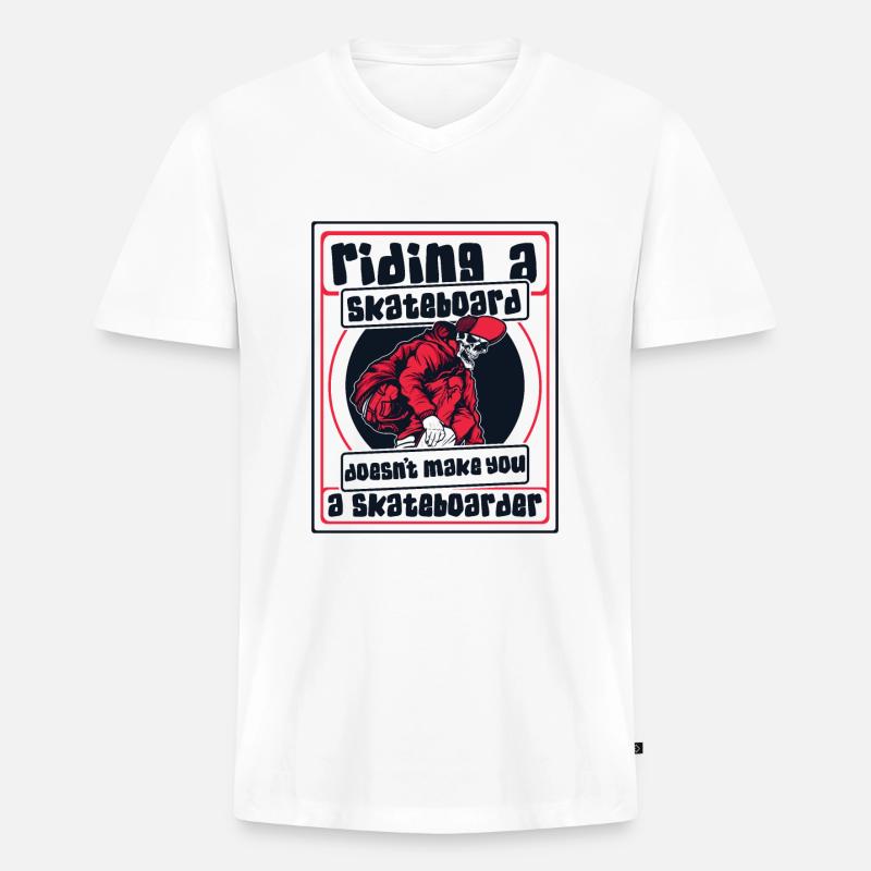 Riding Skateboard Doesn't Make Skateboarder - Männer Premium Bio T-Shirt mit V-Ausschnitt - Weiß