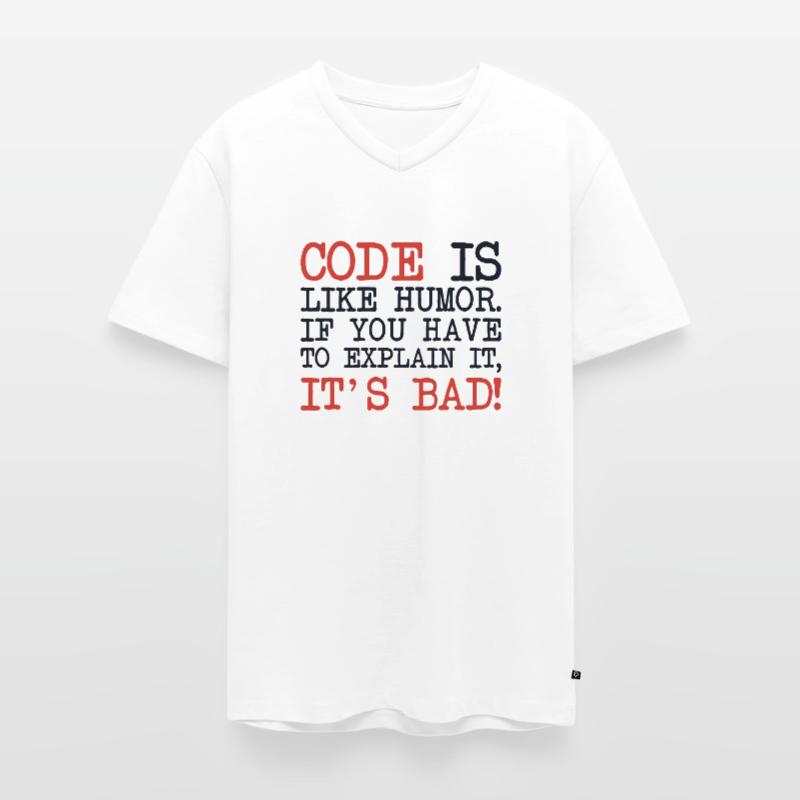 Code Explanation Developer Softwareentwickler Männer Premium Bio T-Shirt mit V-Ausschnitt