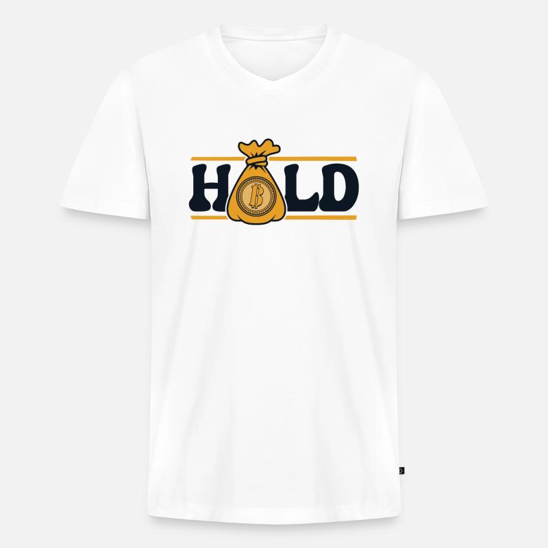 Hold Crypto Kryptowährung Blockchain Crypto - Männer Premium Bio T-Shirt mit V-Ausschnitt - Weiß