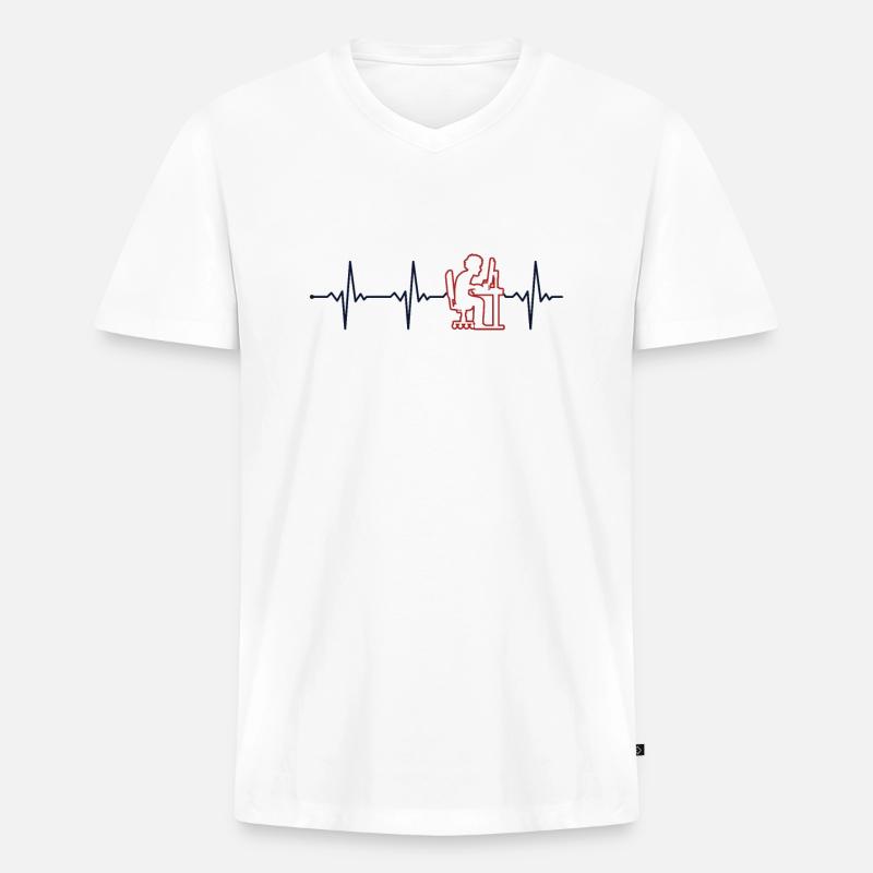 Programmer Heartbeat Softwareentwickler Coder - Männer Premium Bio T-Shirt mit V-Ausschnitt - Weiß
