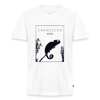 Chamäleon Chinesischer Hanzi Verschleierter Panther Liebhaber - Männer Premium Bio T-Shirt mit V-Ausschnitt - Weiß - Vorne - Nico (187cm)