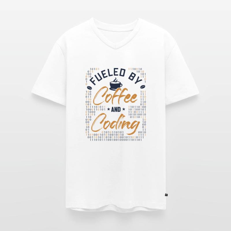 Fueled by Coffee and Coding Coder Software Men's Premium Organic T-shirt with V-neck