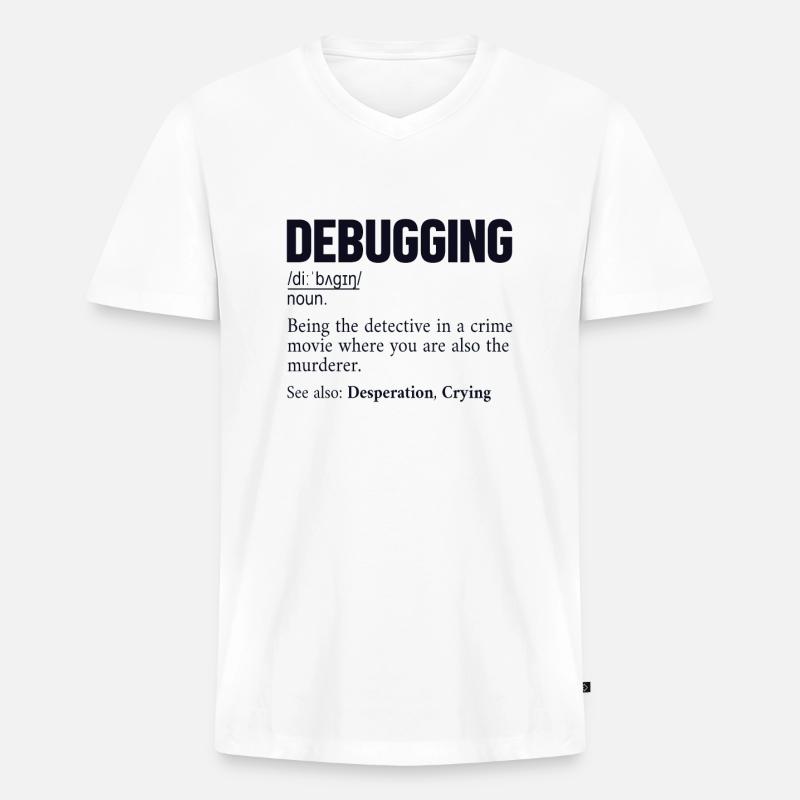 Debugging Definition Developer Coder Programmierer - Männer Premium Bio T-Shirt mit V-Ausschnitt - Weiß