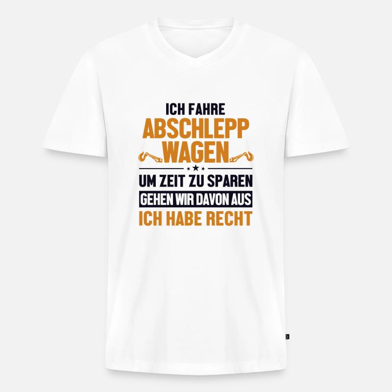 Abschleppwagen hat immer Recht Abschlepper - Männer Premium Bio T-Shirt mit V-Ausschnitt - Weiß