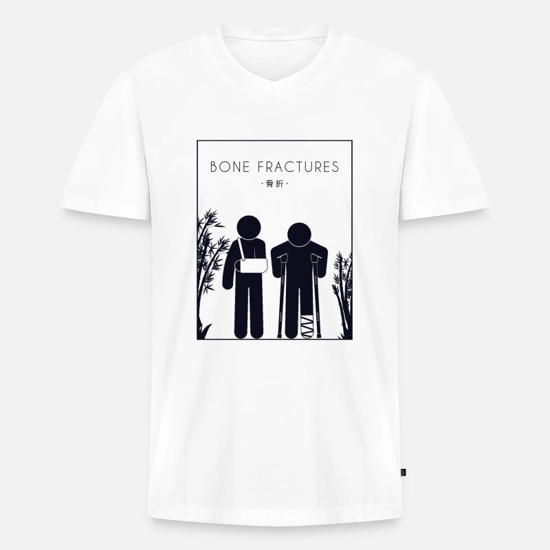 Knochenbrüche Chinesischer Hanzi-Knochenbruch - Männer Premium Bio T-Shirt mit V-Ausschnitt - Weiß