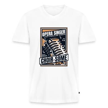Comme un chanteur régulier mais plus amoureux de la chorale - T-shirt encolure en V Premium bio Homme - blanc - Devant - Nico (187cm)
