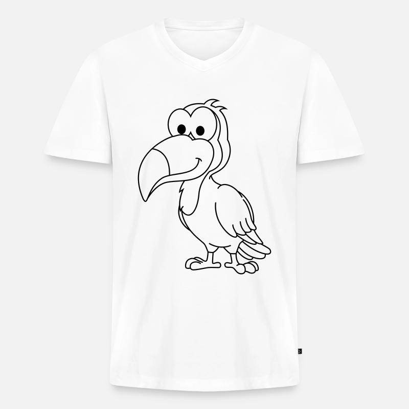 Tukan Comic Tier - Männer Premium Bio T-Shirt mit V-Ausschnitt - Weiß