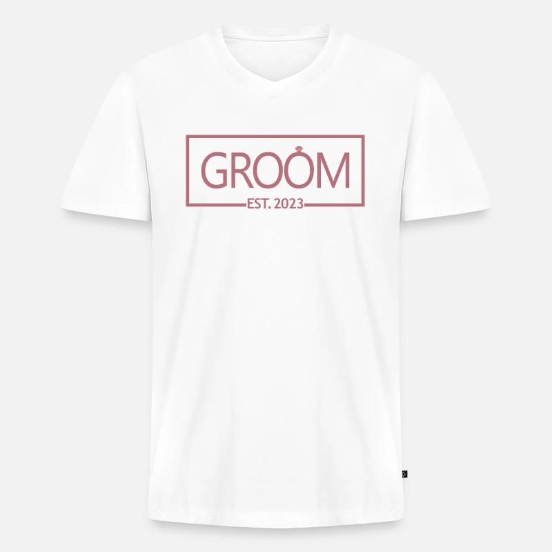 2023 - Ehemann wird Hochzeitsfeier Geschenk - Männer Premium Bio T-Shirt mit V-Ausschnitt - Weiß