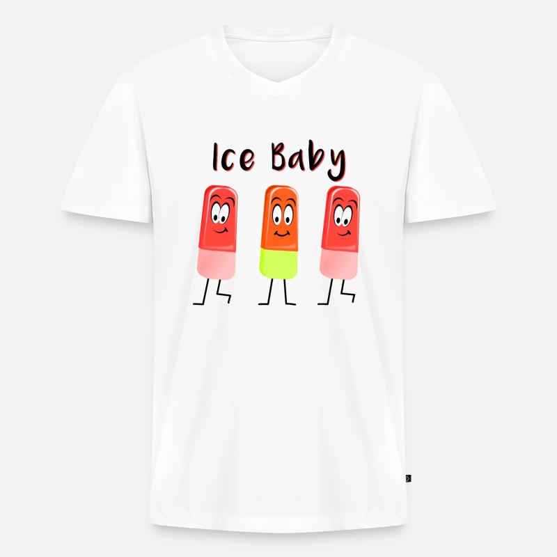 Lustiges Eis - Männer Premium Bio T-Shirt mit V-Ausschnitt - Weiß