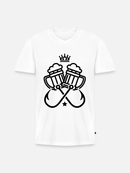 fish hook fishing beer - Men's Premium Organic T-shirt with V-neck - white