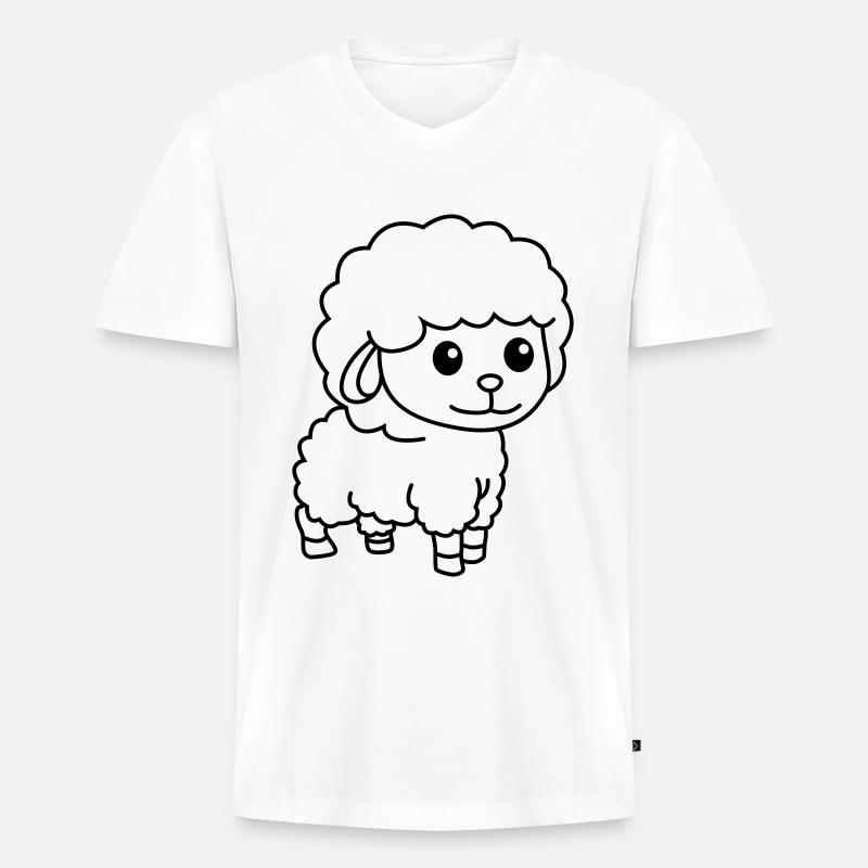 Schaf Comic Tier - Männer Premium Bio T-Shirt mit V-Ausschnitt - Weiß