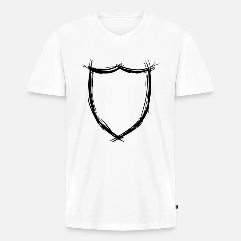 Schild, Symbol Hand gezeichnet - Männer Premium Bio T-Shirt mit V-Ausschnitt - Weiß