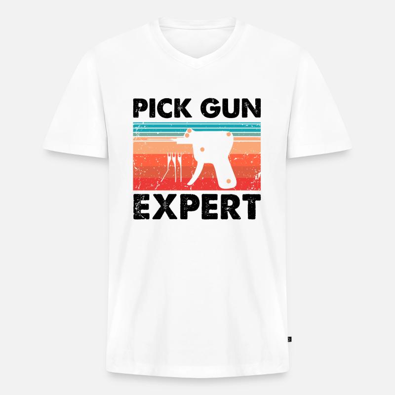 Lockpicking Experte Aufsperrdienst Schloss Design - Männer Premium Bio T-Shirt mit V-Ausschnitt - Weiß