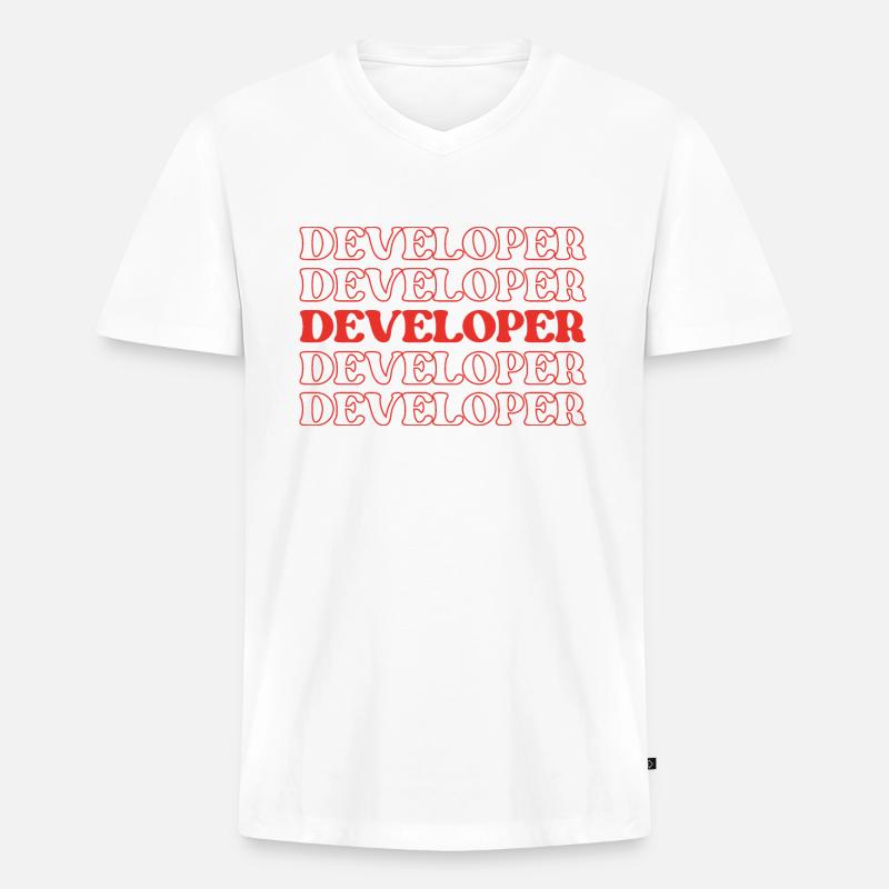 Entwickler, Programmierer, Programmierer, Programmierer, Software-Ingenieur - Männer Premium Bio T-Shirt mit V-Ausschnitt - Weiß