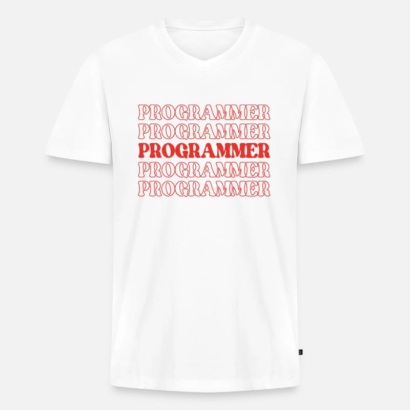 Programmierer, Programmierer, Entwickler, Programmierer, Software-Ingenieur - Männer Premium Bio T-Shirt mit V-Ausschnitt - Weiß