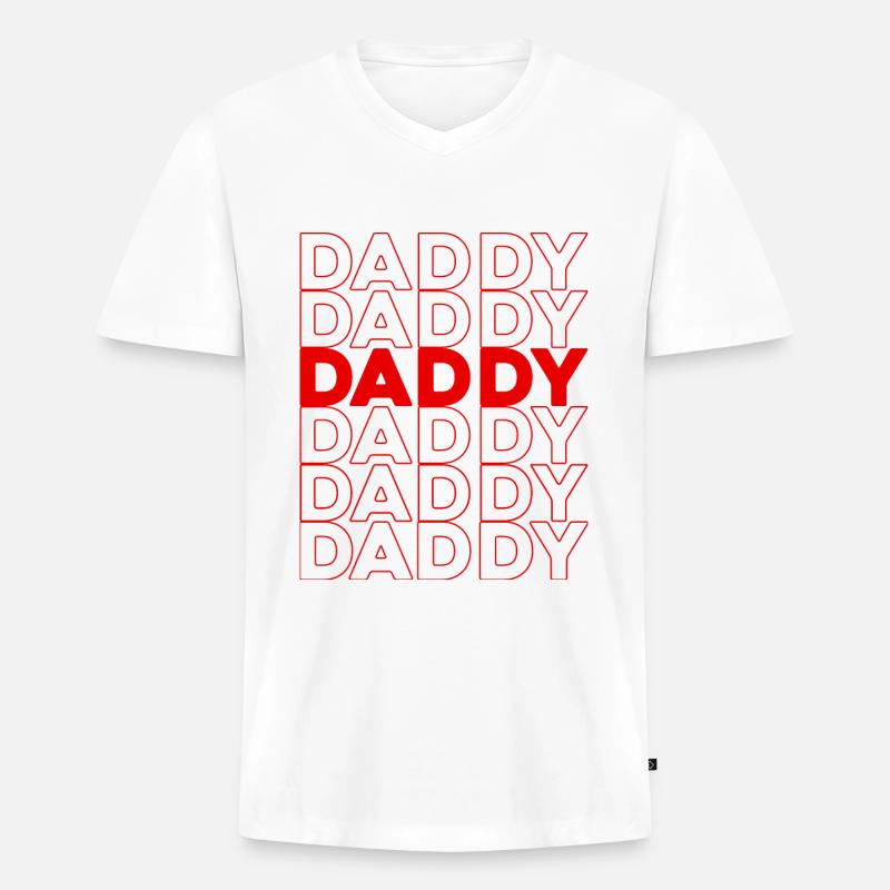 DADDY - Männer Premium Bio T-Shirt mit V-Ausschnitt - Weiß