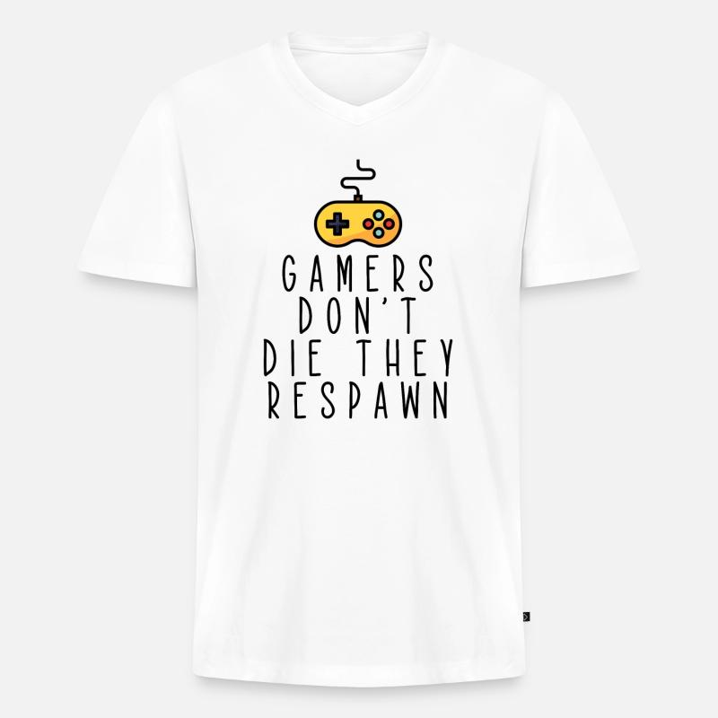 Gamer - Männer Premium Bio T-Shirt mit V-Ausschnitt - Weiß