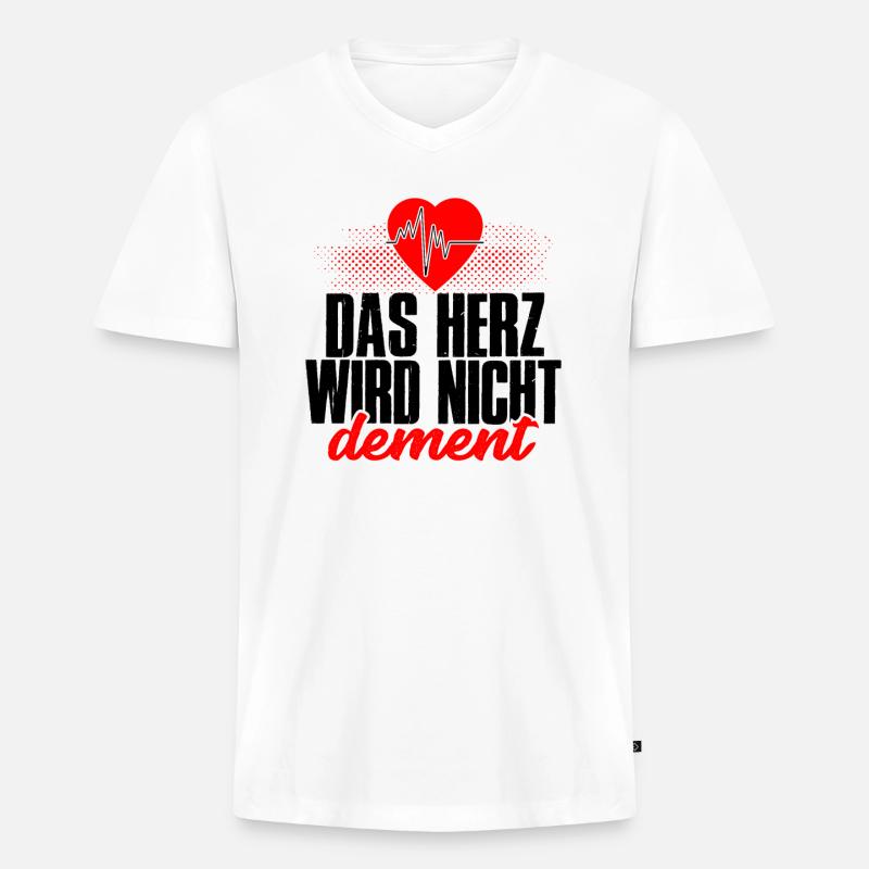 Das Herz wird nicht dement - Männer Premium Bio T-Shirt mit V-Ausschnitt - Weiß