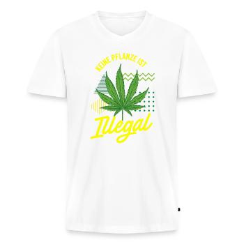 Keine Pflanze ist Illegal - Männer Premium Bio T-Shirt mit V-Ausschnitt - Weiß - Vorne - Nico (187cm)