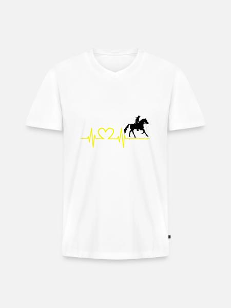 Pferde EKG Pferde Liebe - Männer Premium Bio T-Shirt mit V-Ausschnitt - Weiß
