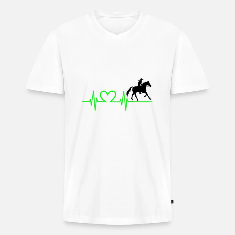 Pferde EKG Pferde Liebe - Männer Premium Bio T-Shirt mit V-Ausschnitt - Weiß