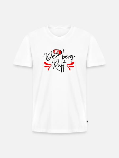 Der Berg ruft - Männer Premium Bio T-Shirt mit V-Ausschnitt - Weiß