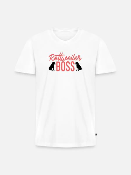 Patron du rottweiler - T-shirt encolure en V Premium bio Homme - blanc