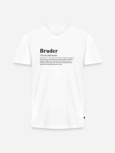 Bruder - Männer Premium Bio T-Shirt mit V-Ausschnitt - Weiß