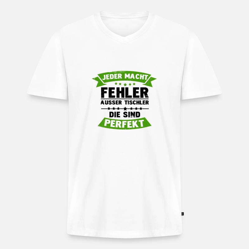 Tischler werden nicht aelter - Männer Premium Bio T-Shirt mit V-Ausschnitt - Weiß