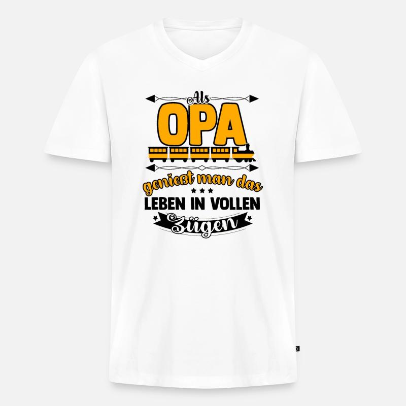 Modelleisenbahn - Männer Premium Bio T-Shirt mit V-Ausschnitt - Weiß
