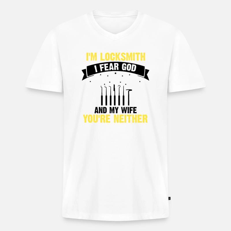 Lockpicking Experte Aufsperrdienst Schloss Papa - Männer Premium Bio T-Shirt mit V-Ausschnitt - Weiß