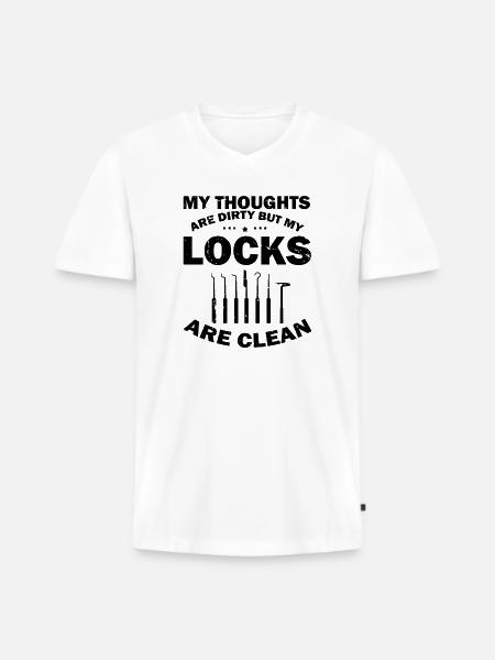 Dirty Sinks Clean Lock Design - Men's Premium Organic T-shirt with V-neck - white