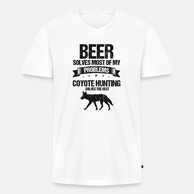 Kojoten Design für Kojotentöter - Männer Premium Bio T-Shirt mit V-Ausschnitt - Weiß