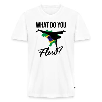 Instruments de capoeira pour la danse brésilienne - T-shirt encolure en V Premium bio Homme - blanc - Devant - Nico (187cm)