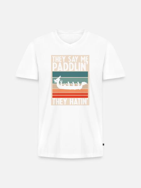 Drachenboot Trainer und Drachenboot - Männer Premium Bio T-Shirt mit V-Ausschnitt - Weiß
