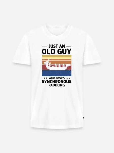 Drachenboot Crew und Drachenbootfahren - Männer Premium Bio T-Shirt mit V-Ausschnitt - Weiß