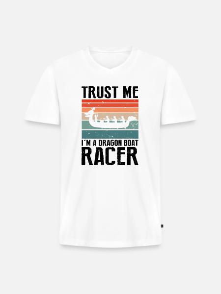 Dragesejlads tema til dragebåd padling - Premium økologisk T-shirt med V-hals til mænd - hvid