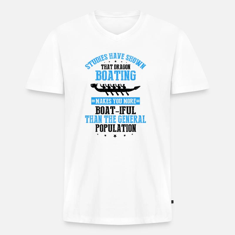 Drachenboot Crew und Drachenbootfahren - Männer Premium Bio T-Shirt mit V-Ausschnitt - Weiß