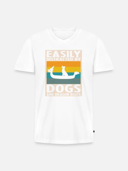 Drachenboot Crew und Drachenbootfahren - Männer Premium Bio T-Shirt mit V-Ausschnitt - Weiß