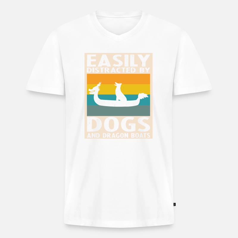 Drachenboot Crew und Drachenbootfahren - Männer Premium Bio T-Shirt mit V-Ausschnitt - Weiß