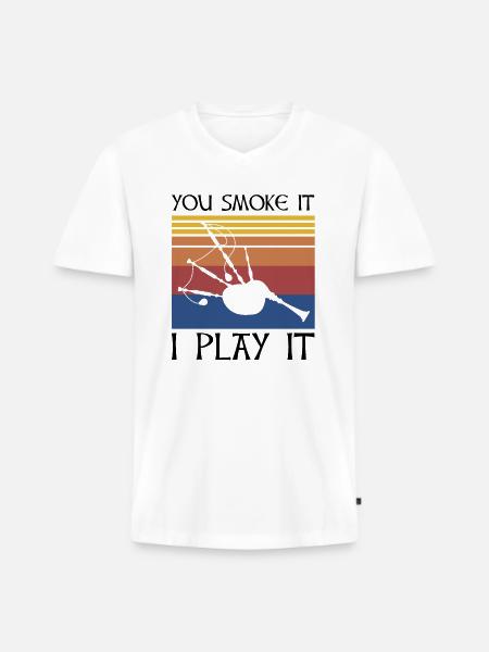 Bagpipe training and bagpipe playing - Men's Premium Organic T-shirt with V-neck - white