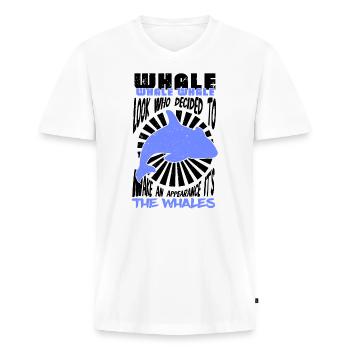 Citation de baleine pour le rorqual bleu et le béluga - T-shirt encolure en V Premium bio Homme - blanc - Devant - Nico (187cm)