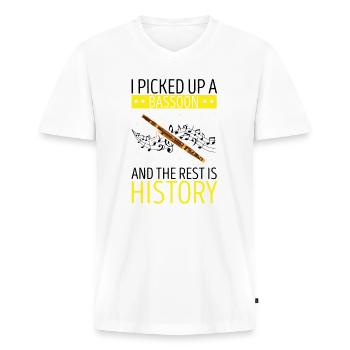 Bassoon Wind Instrument Design for Bassoonist - Men's Premium Organic T-shirt with V-neck - white - Front - Nico (187cm)