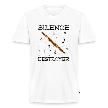 Instrument à vent en bois et instrument à vent basson - T-shirt encolure en V Premium bio Homme - blanc - Devant - Nico (187cm)