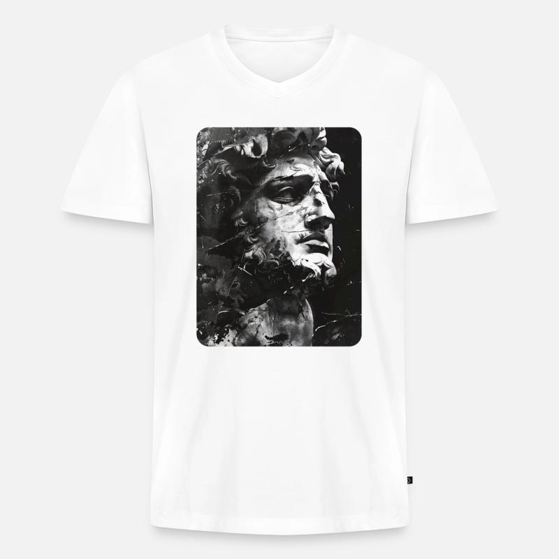 zerbrochenes Gesicht einer Marmorstatue - Männer Premium Bio T-Shirt mit V-Ausschnitt - Weiß